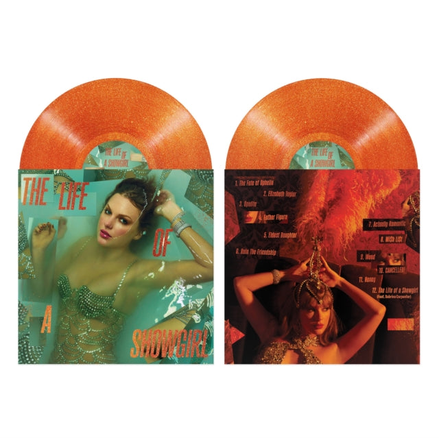 Taylor Swift - The Life Of A Showgirl - Limited Edition - Potofino Orange Glitter Coloured Vinyl (inc unique photos & poem) - Vinyl Messi