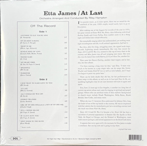 - Etta James - At Last Vinyl LP Record - - Vinyl Messi