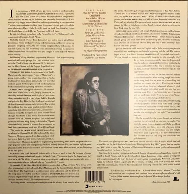 Paul Simon - Graceland - Clear Vinyl LP Record