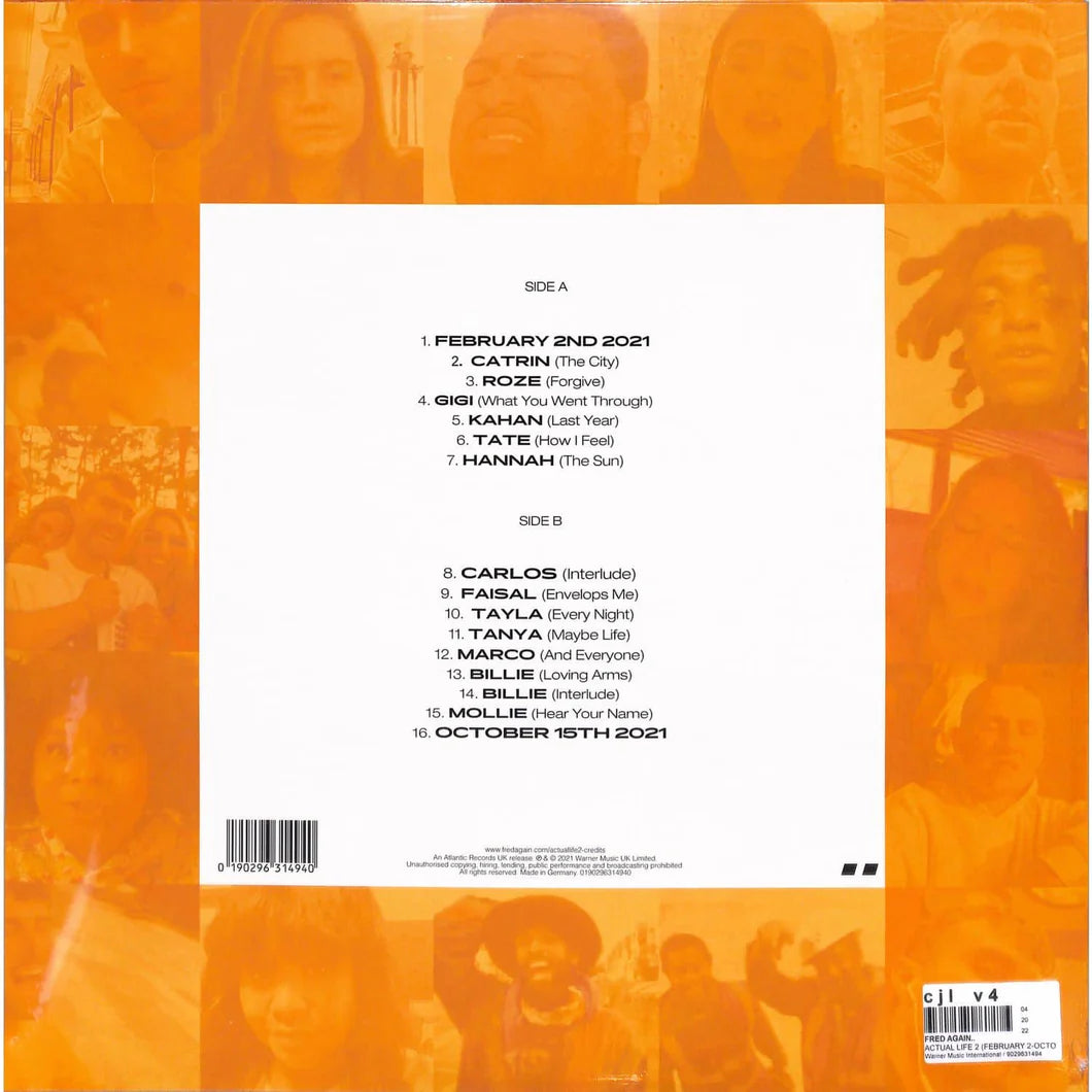 Fred Again - Actual Life 2 (February 2 - October 15 2021) - Clear Vinyl LP Record