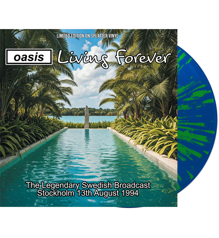 Oasis - Living Forever - Limited Edition Hand Numbered on Blue/Green Splatter Vinyl LP Record