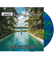 Oasis - Living Forever - Limited Edition Hand Numbered on Blue/Green Splatter Vinyl LP Record