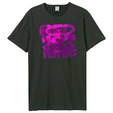 Red Hot Chili Peppers - Text Neon Pink Amplified Vintage Black - T Shirt